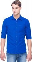 Shield & Sword Men's Solid Casual Linen Blue Shirt