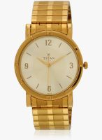 Titan 1639Ym04 Golden/Beige Analog Watch