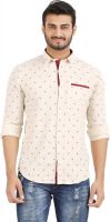 Volume Zero Men's Printed Casual Beige Shirt