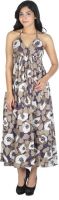 Augadh Women's Maxi Blue, Brown Dress