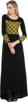 Cottinfab Women's High Low Black, Yellow Dress