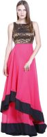 D&S Women's Layered Pink, Black, Gold Dress