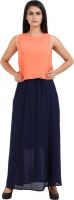 Prnas Women's Gathered Orange Dress