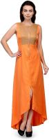Raas Prt Women's High Low Orange, Gold Dress