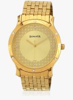 Sonata 7107Ym03 Golden/Golden Analog Watch