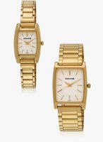 Sonata Nf70088014ym01 Golden/White Analog Watch