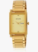 Sonata Nf7058Ym05A Golden/Golden Analog Watch