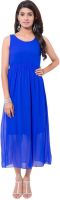 Viba London Women's Gathered Blue Dress
