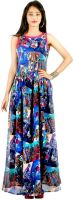 Vogue4all Women's Empire Waist Blue Dress