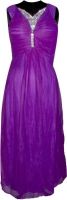 Vogue4all Women's Empire Waist Purple Dress