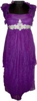 Vogue4all Women's Empire Waist Purple Dress