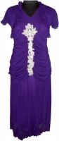 Vogue4all Women's Empire Waist Purple Dress