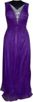 Vogue4all Women's Empire Waist Purple Dress