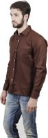 Alnik Men's Solid Formal Brown Shirt