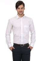 Basics Men's Striped Formal White Shirt