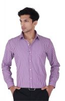 Cocablue Men's Striped Formal Purple Shirt