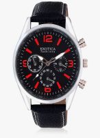 Exotica Fashion Black Leather Analog Watch