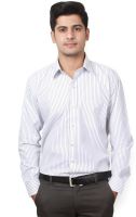Frissk Men's Striped Formal Grey Shirt