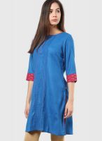 G Blue Solid Kurta