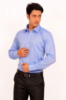 Green Bows Men's Self Design Formal Light Blue Shirt