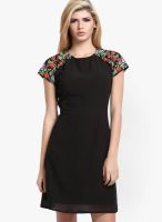 ITI Black Colored Embroidered Shift Dress