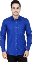 LEAF Men's Solid Formal Blue Shirt