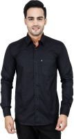 LEAF Men's Solid Formal Black Shirt