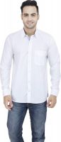 LEAF Men's Solid Formal White, Light Blue Shirt