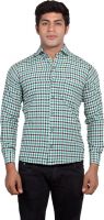 Nauhwar Men's Checkered Formal Green Shirt