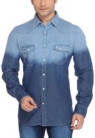 Parx Men's Printed Formal Blue Shirt