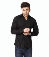 Rv Collection Men's Solid Formal Black Shirt