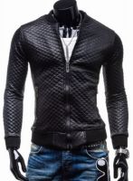 Shimmer Trends Full Sleeve Self Design Men's Leather Jacket