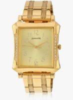 Sonata Sitara 7106Ym01 Golden Analog Watch