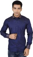 X-Secret Men's Printed Formal Dark Blue, Grey Shirt