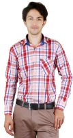 Zrestha Men's Checkered Formal Red Shirt