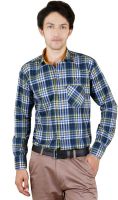 Zrestha Men's Checkered Formal Yellow Shirt