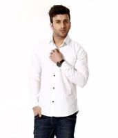 Alnik Men's Solid Formal White Shirt