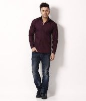 Alnik Men's Solid Formal Maroon Shirt