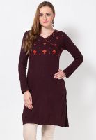 Aurelia Maroon Solid Kurtis