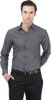 Basics Men's Striped Formal Black Shirt