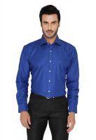 Blacksmith Men's Self Design Formal Blue Shirt