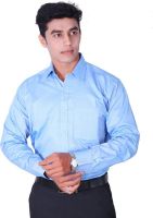 Cotton King Men's Solid Formal Light Blue Shirt