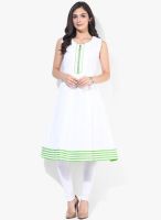 F Loop White Printed Cotton Kurti