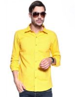 FDS Men's Solid Formal Yellow Shirt