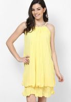 Heart 2 Heart Yellow Colored Printed Skater Dress