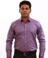 Iconic Men's Self Design Formal Purple Shirt
