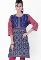 Jazzup Blue Printed Kurtis