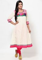 Kurti'S Cream Embroidered Kurtis