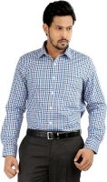 Oxemberg Men's Checkered Formal Blue Shirt