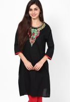 Pluss Black Solid Kurtis